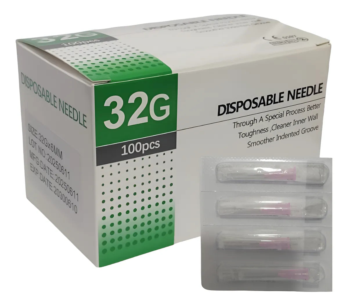 AGUJA 32 G X 6MM CAJA 100 UNIDADES AGUJA 32 G X 4 MM - 32G X 6 MM