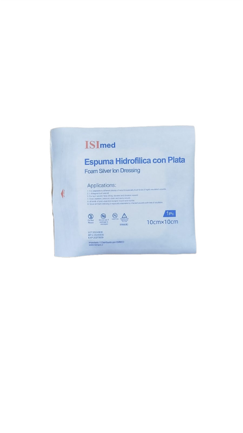 APÓSITO ESPUMA HIDROFÍLICA CON PLATA 10 X 10
