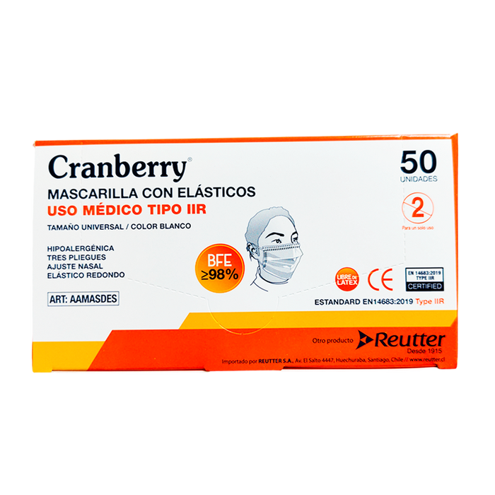 MASCARILLA BLANCA 3 PLIEGUES DESECHABLE USO MÉDICO
