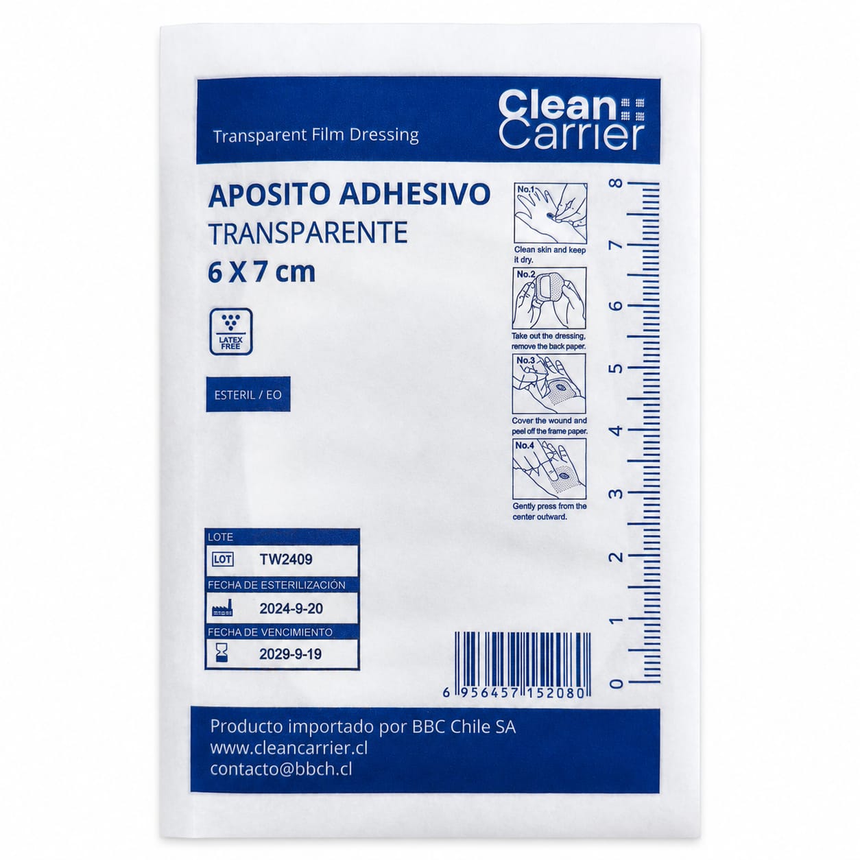 APÓSITO TRANSPARENTE 6X7 CM , 10X12 CM 100 UN Y 50 UN.