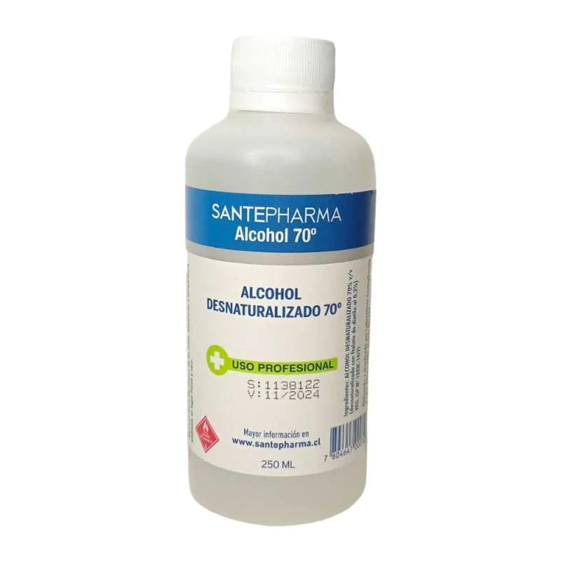 Alcohol desnaturalizado 70% Santepharma 250 ml