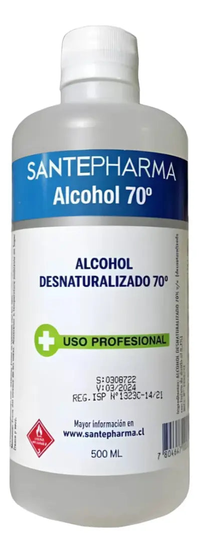 Alcohol desnaturalizado 70% Santepharma 500 ml