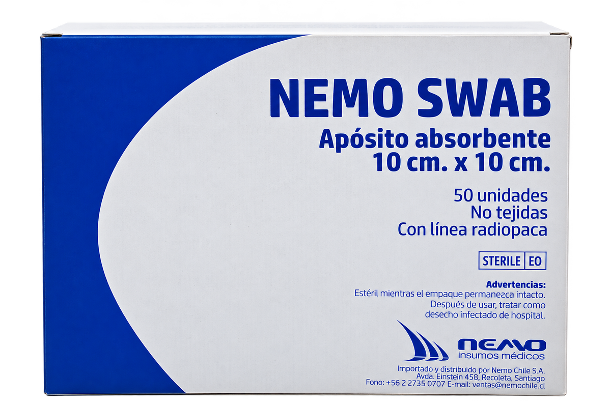 Apósito absorbente NEMO SWAB 10 x 10 cm, caja 50 unidades