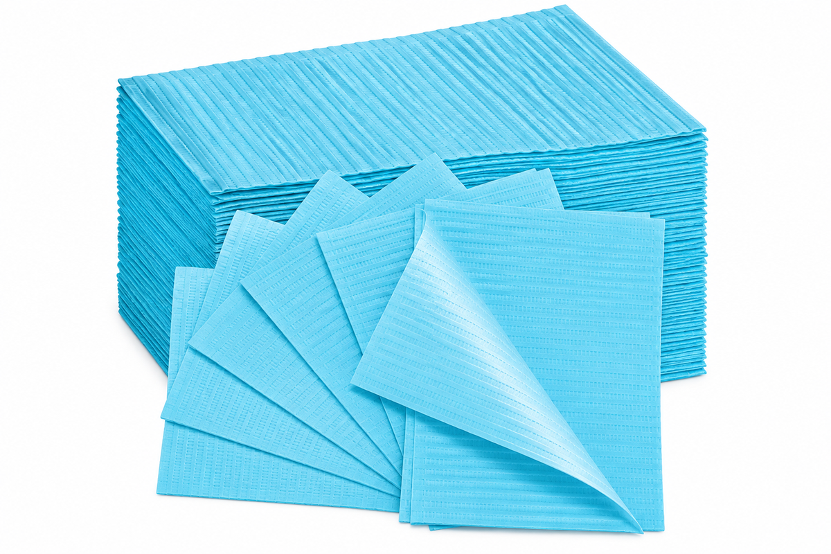 Babero dental impermeable 125 unidades color Celeste