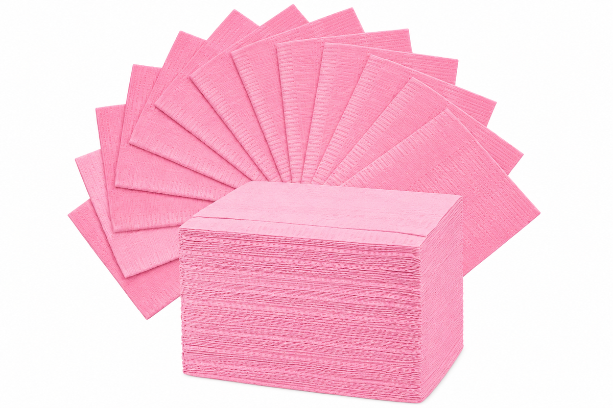 Babero dental impermeable 125 unidades color Rosa
