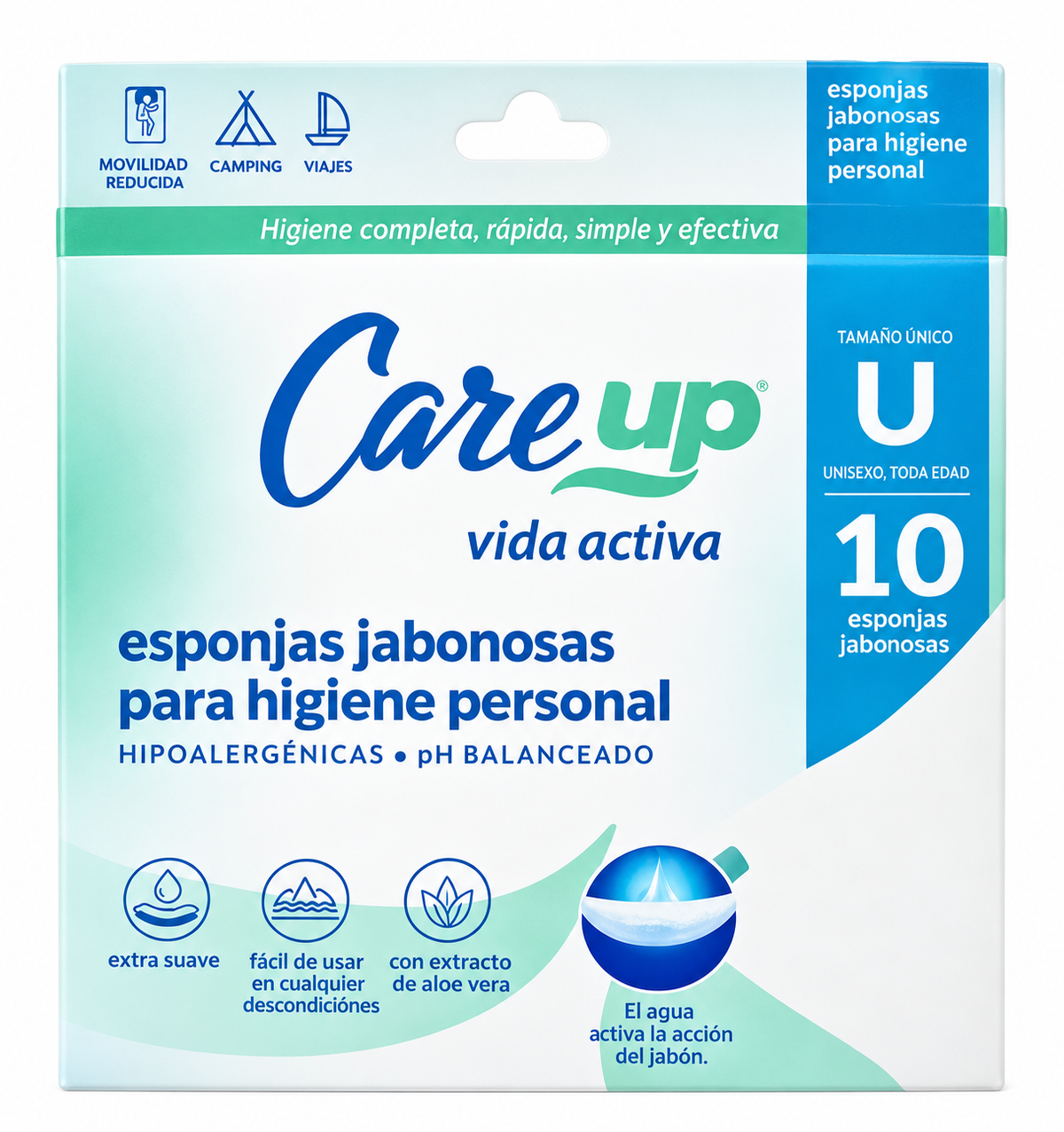 Esponjas jabonosas Careup para higiene personal, 10 unidades