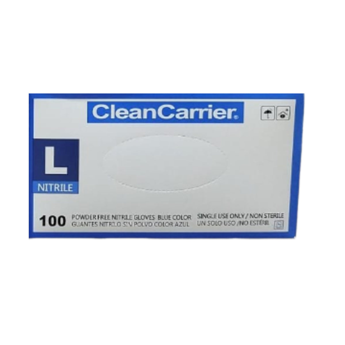 Guantes de nitrilo celeste Clean Carrier talla L, caja 100 unidades