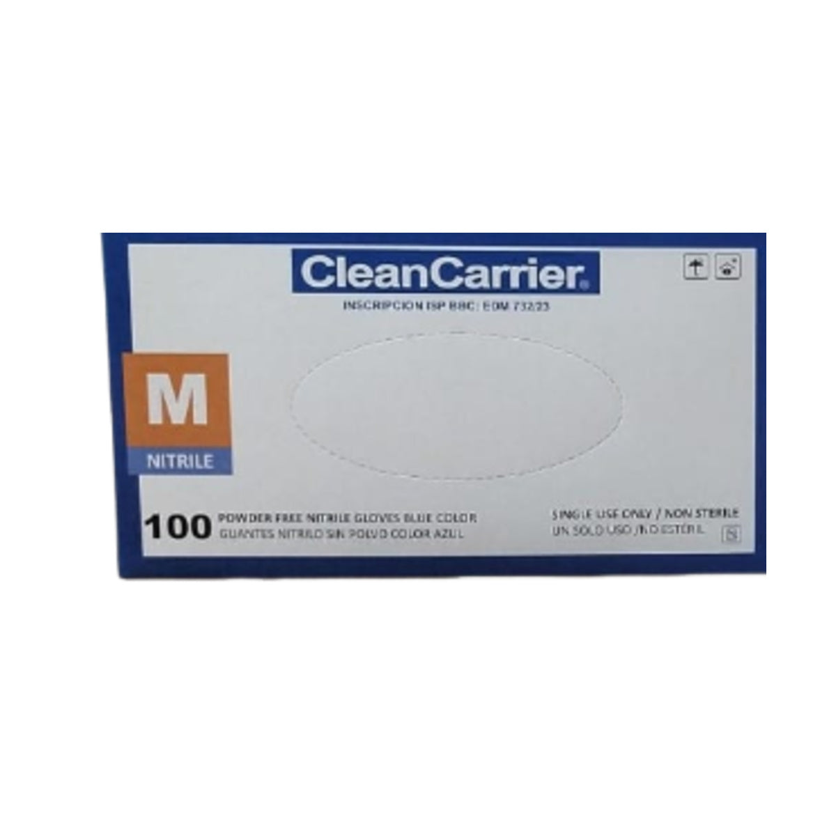 Guantes de nitrilo celeste Clean Carrier talla M, caja 100 unidades