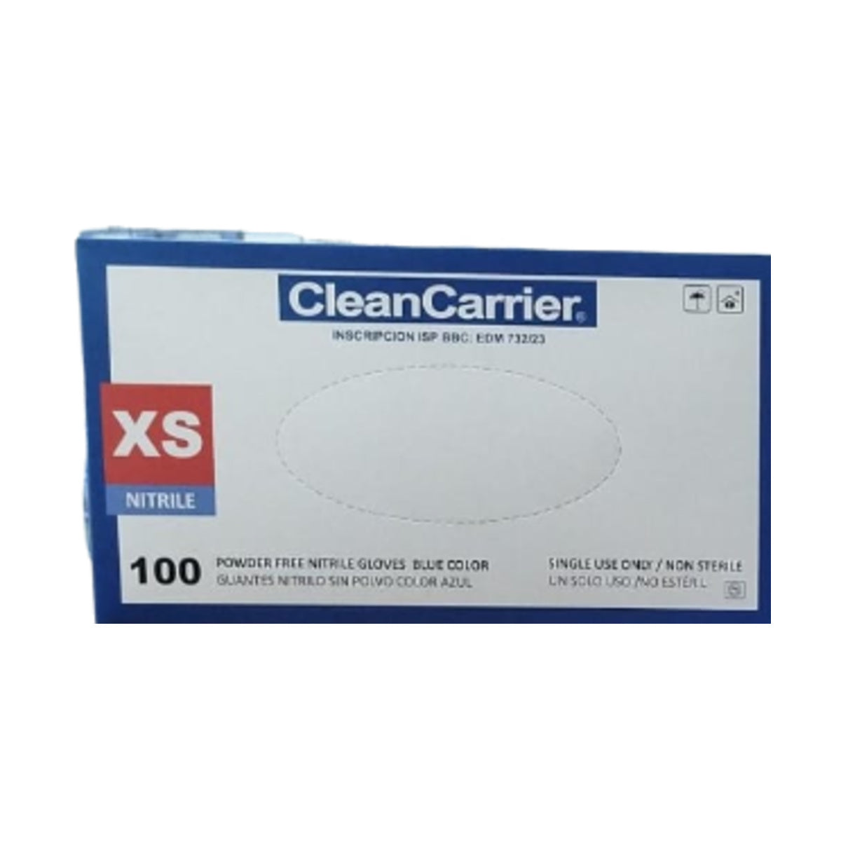 Guantes de nitrilo celeste Clean Carrier talla XS, caja 100 unidades