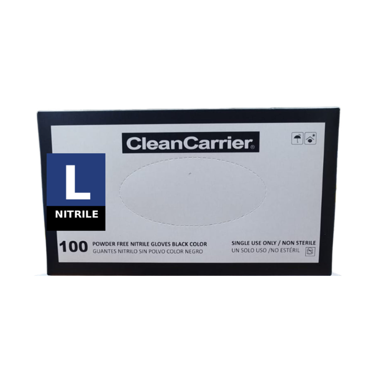 Guantes de nitrilo negro Clean Carrier talla L, caja 100 unidades