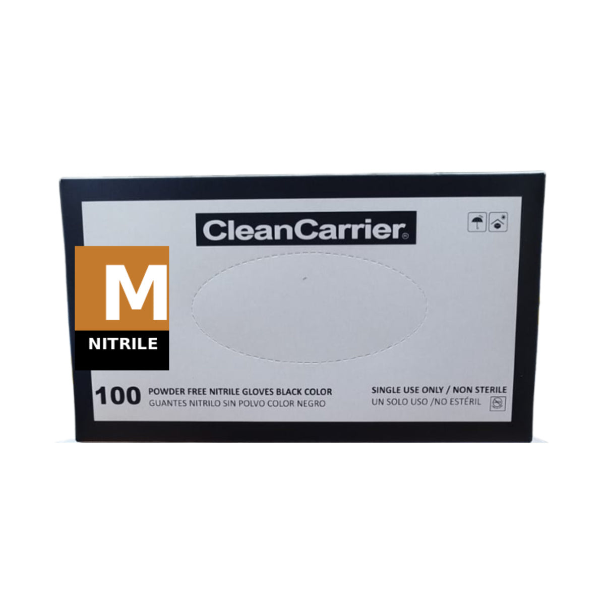 Guantes de nitrilo negro Clean Carrier talla M, caja 100 unidades