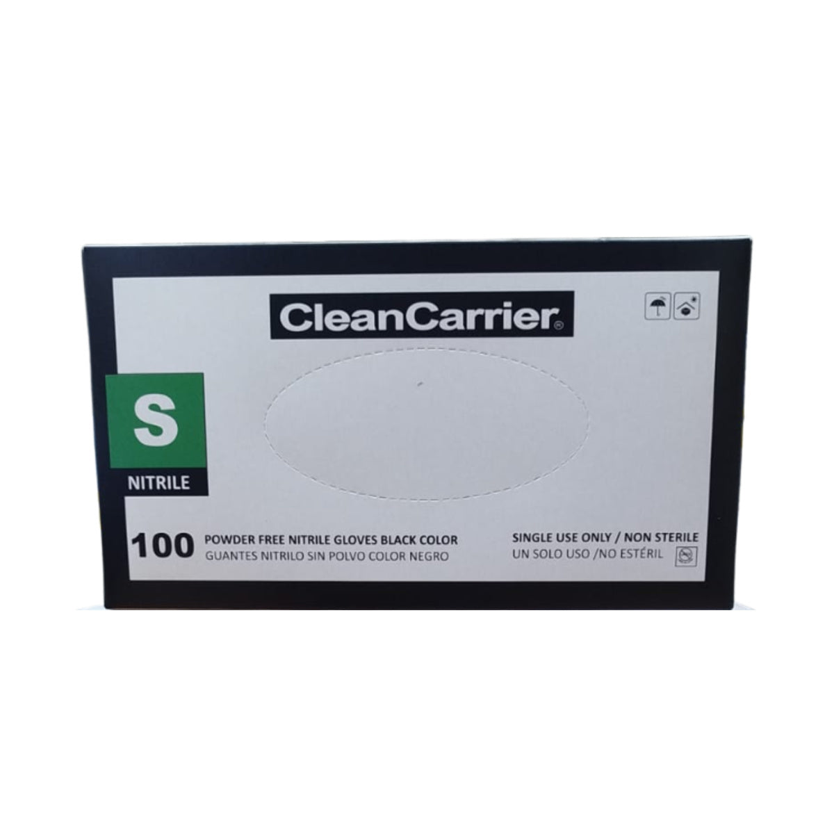 Guantes de nitrilo negro Clean Carrier talla S, caja 100 unidades