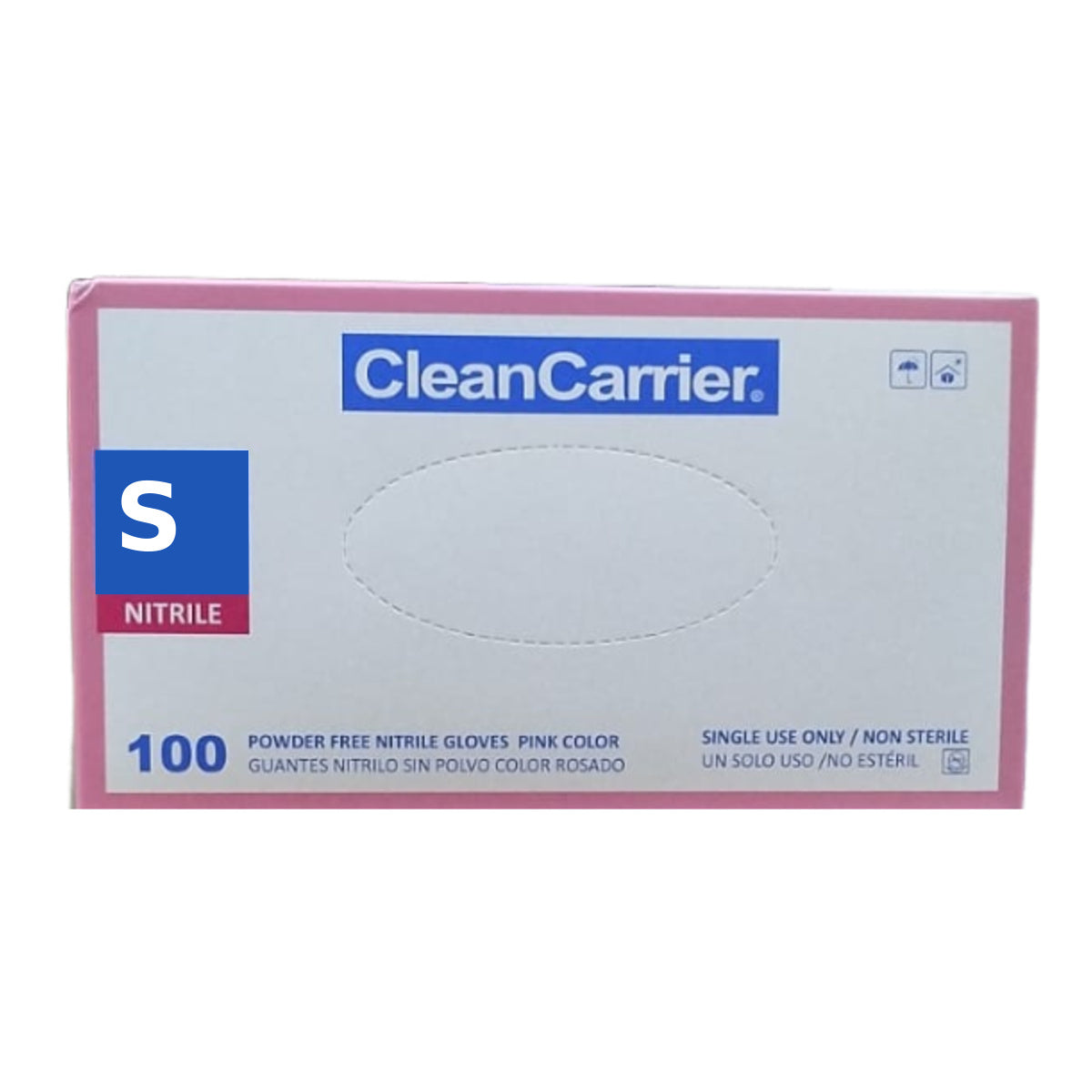 Guantes de nitrilo rosado Clean Carrier, talla S