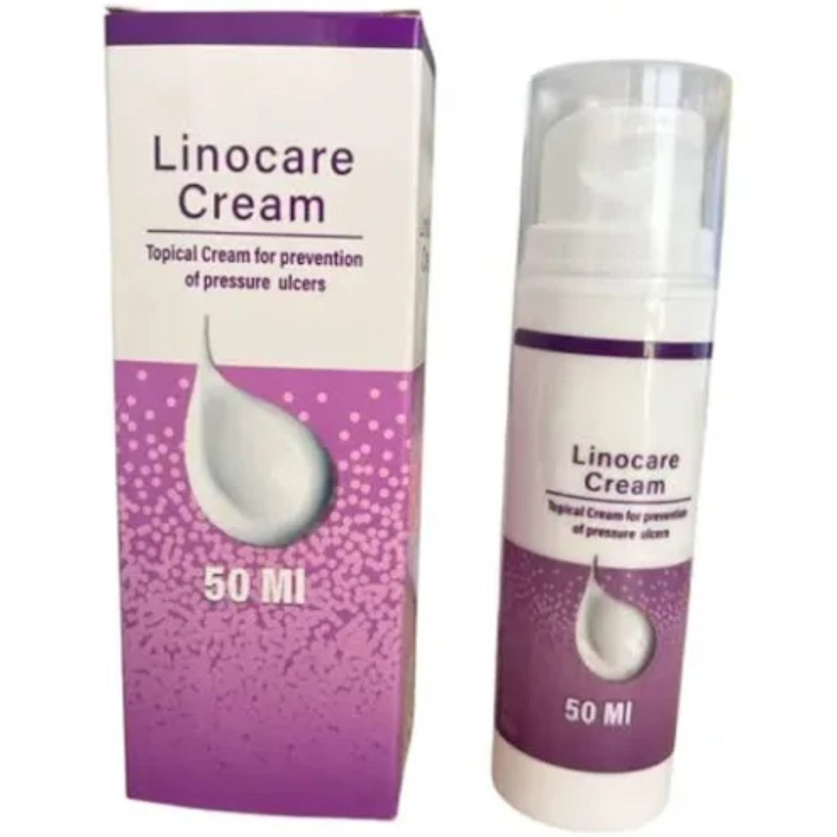 Linocare Cream 50 ml, caja y envase con dosificador - SKU 700060
