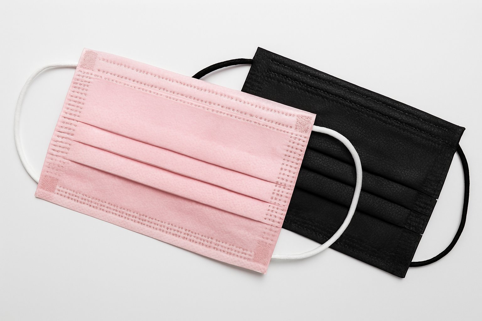 MASCARILLA 3 PLIEGUES ROSADO/NEGRO