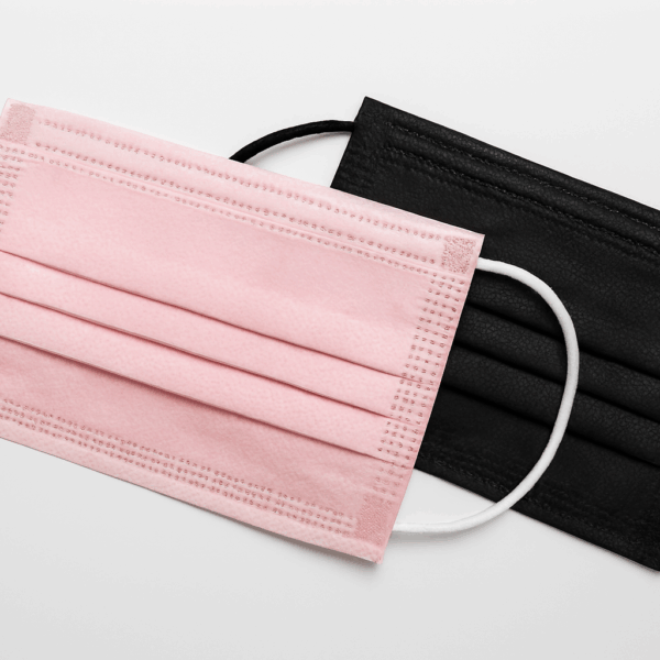 MASCARILLA 3 PLIEGUES ROSADO/NEGRO